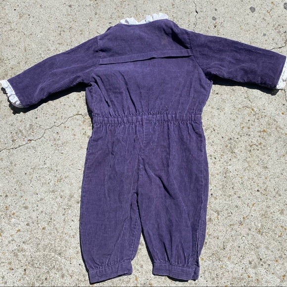 Vintage Purple Corduroy Toddler Jumpsuit, Toddler Onsie, Zip up Romper 12 months - Picture 2 of 7
